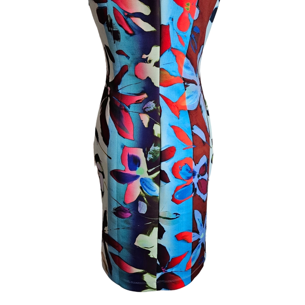 Clover Canyon Dream Daily Floral Print Scuba Sheath Dress Size Medium Stretchy - Picture 10 of 16